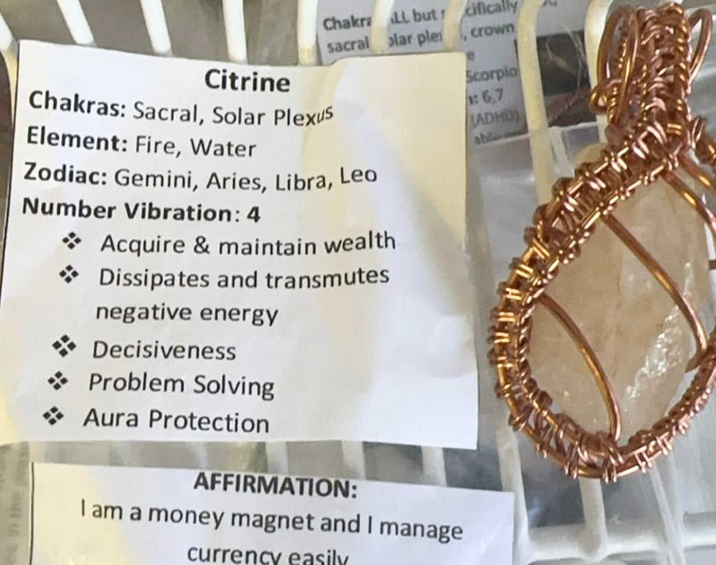 Citrine Copper Pendant